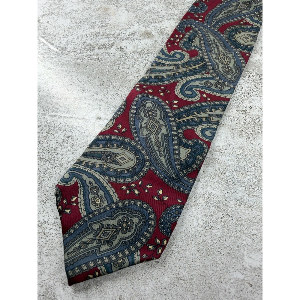 Bert Pulitzer Tie Mens One Size Red 100% Silk Paisley Pointed Classic Necktie